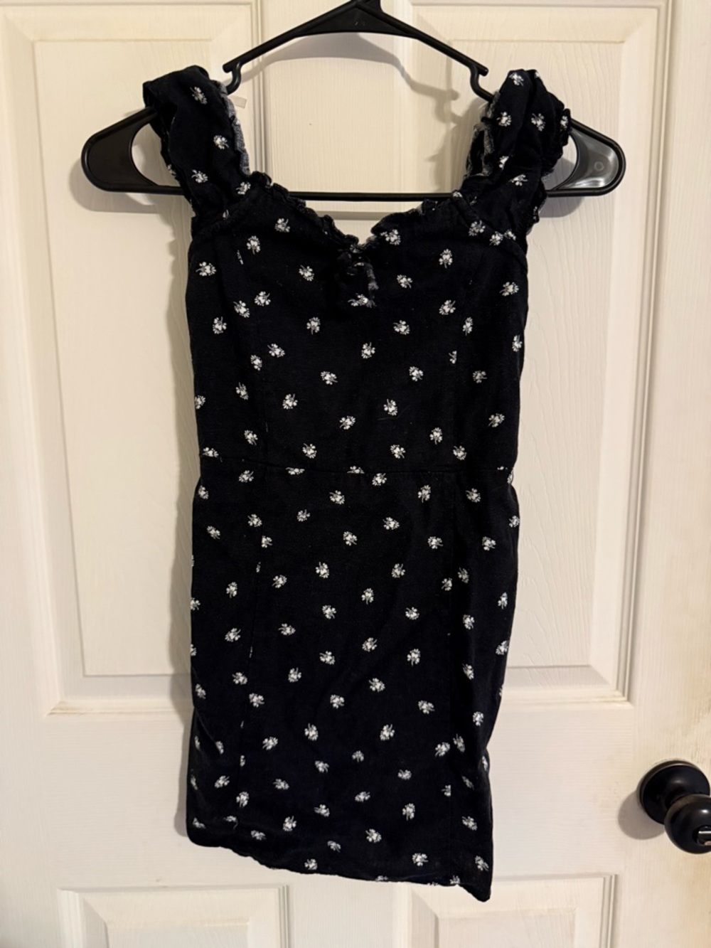 Black Mini Dress with White Floral Print